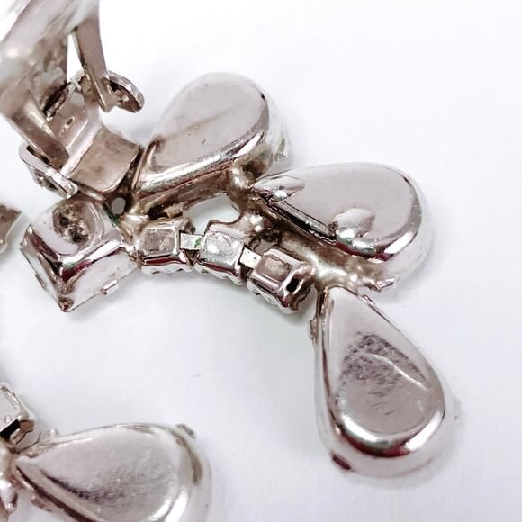 VTG Signed Weiss 1950s Cocktail Earrings Rhinestone Mid Century Clip On Sparkly - Picture 8 of 11